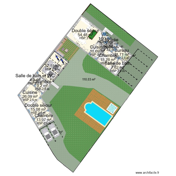 Plan MAISONS st Quentin rdc. Plan de 24 pièces et 410 m2