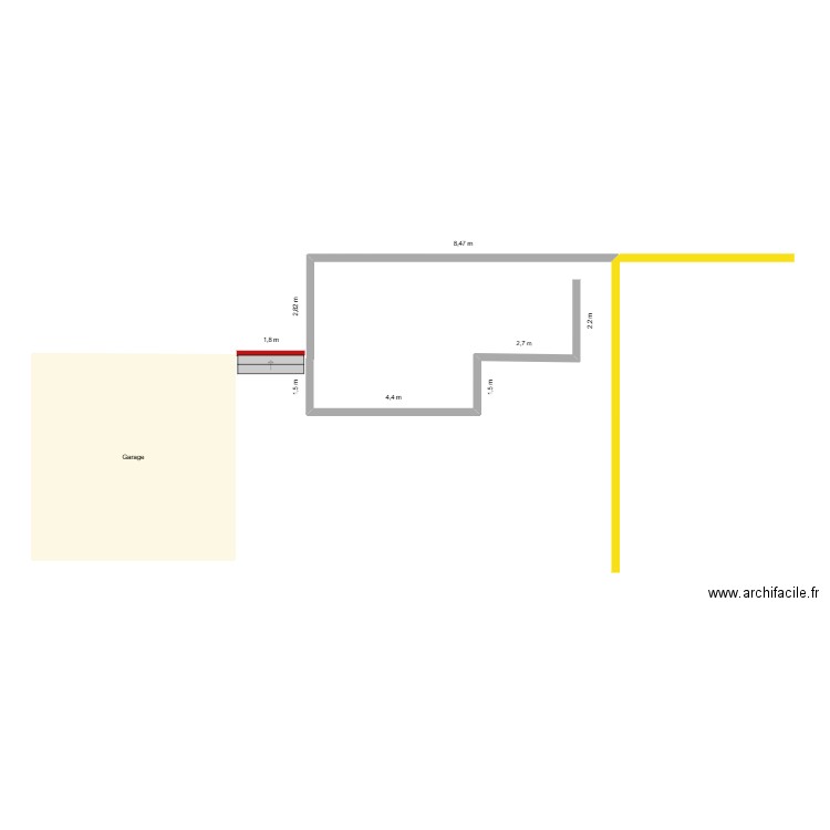 Murettes. Plan de 1 pièce et 26 m2