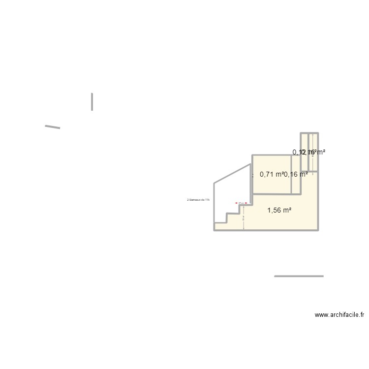 LEMEE. Plan de 5 pièces et 3 m2