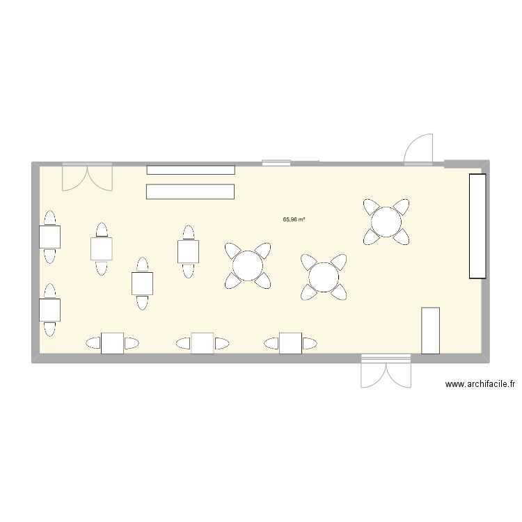 plan 1. Plan de 1 pièce et 66 m2