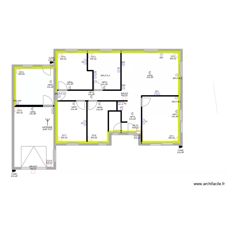 Senargent Courants faibles. Plan de 12 Pièces et 92 m²
