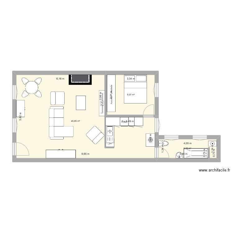 APPARTEMENT CELIA. Plan de 3 pièces et 61 m2