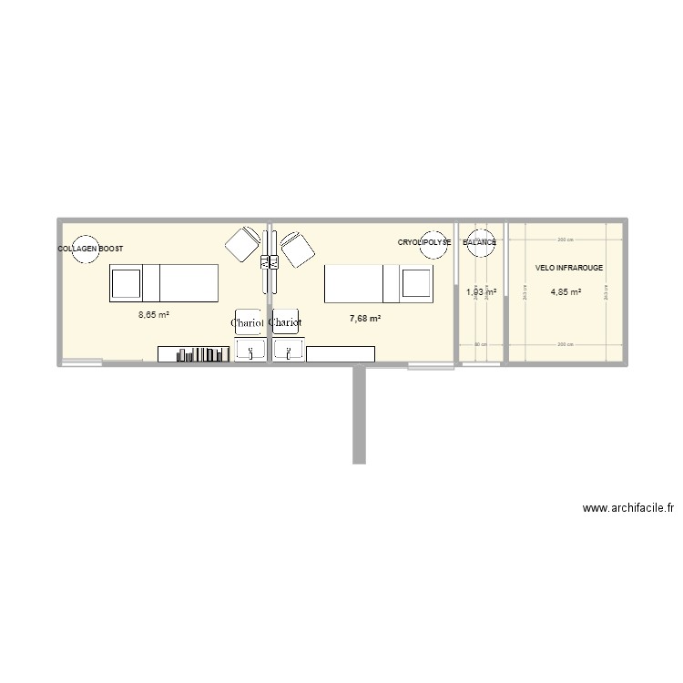 ESTHETIQUE. Plan de 4 pièces et 23 m2
