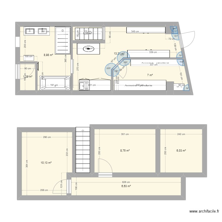 maison 3. Plan de 12 pièces et 64 m2