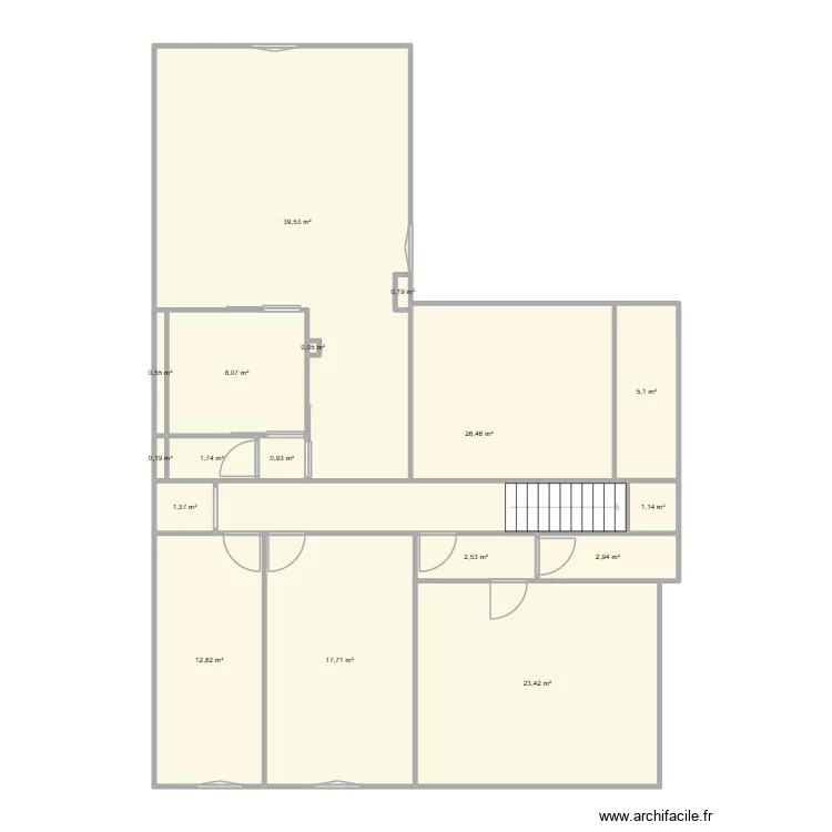 1 ier &eacute;tage maison Dalou. Plan de 17 pièces et 145 m²