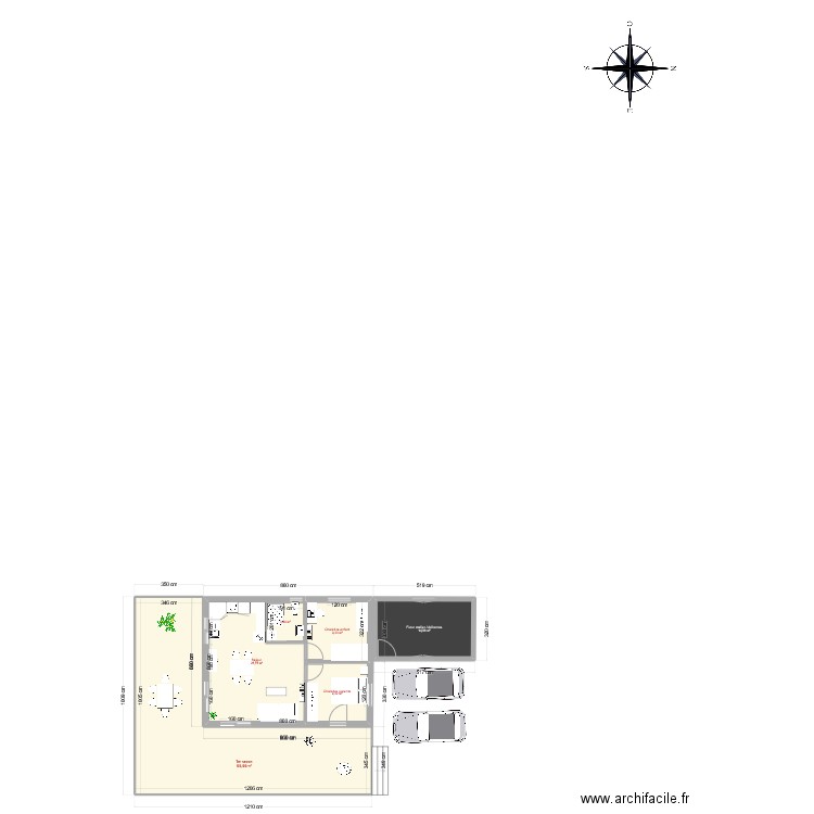 chalet. Plan de 6 pièces et 131 m2