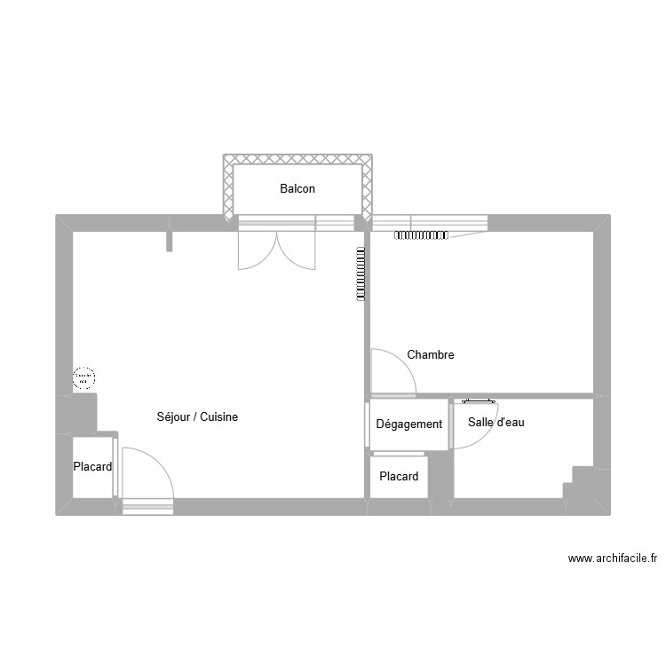 Bouaziz non meublé. Plan de 10 pièces et 35 m2