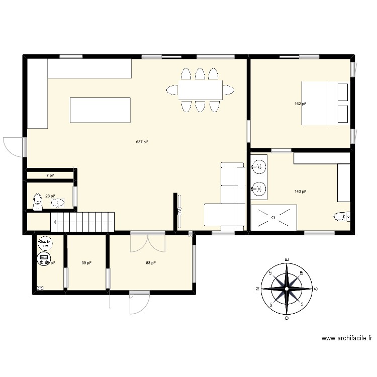 plan maison1. Plan de 8 pièces et 104 m2
