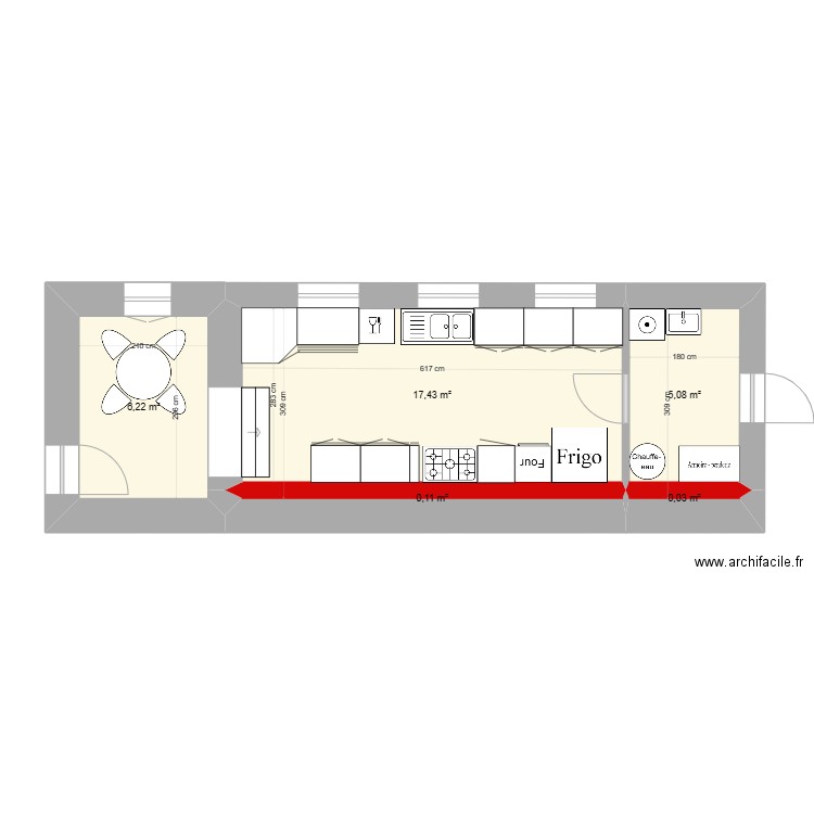 Plan cuisine MP La chaussade. Plan de 5 pièces et 29 m2