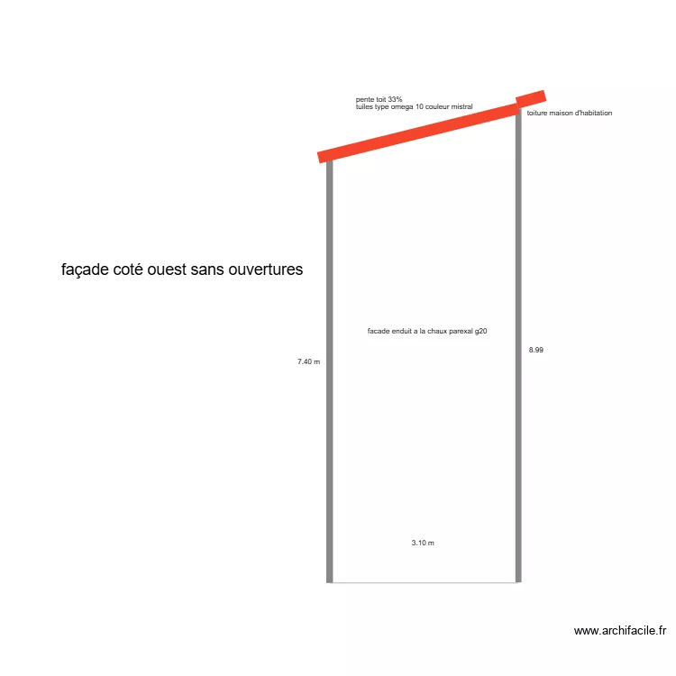 facade ouest b2. Plan de facade ouest b2. Plan de