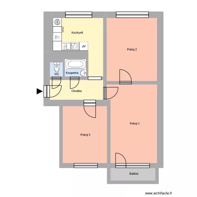 Moskevsk&aacute; 1119, byt 9. Plan de 14  et 187 m²