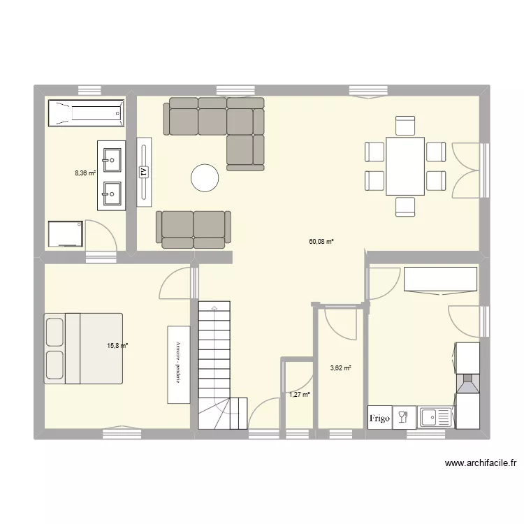 RDC CHAMPI. Plan de 5  et 89 m²