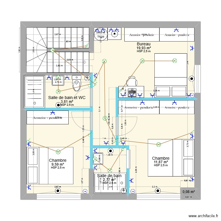 Maison Riom - Etage - Meublé + Elec. Plan de 6 pièces et 48 m2