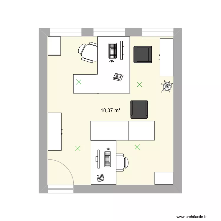 bureau SIX et MOUROUVEYA. Plan de 1  et 18 m²