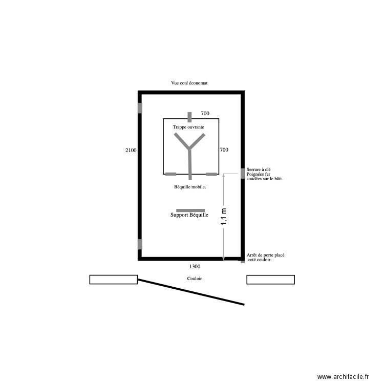 Porte fer. Economat. Plan de 0 pièce et 0 m2