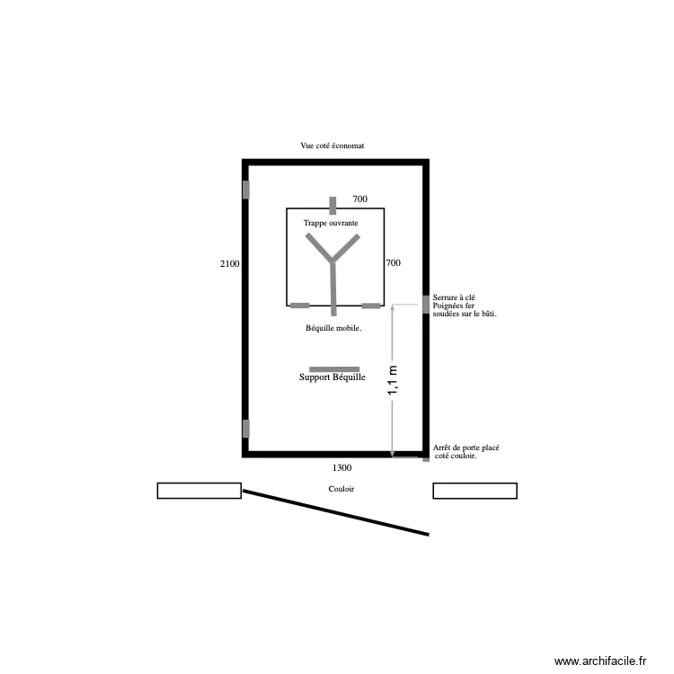 Porte fer. Economat. Plan de 