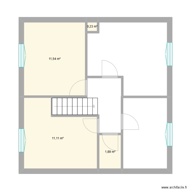 1er étage. Plan de 4 pièces et 25 m2