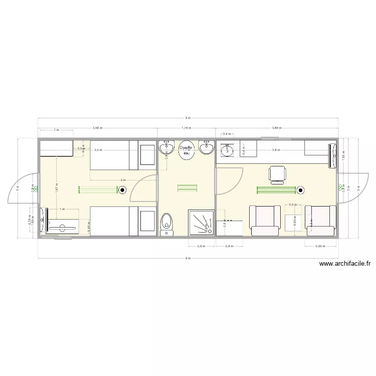 hallub. Plan de 3  et 25 m²