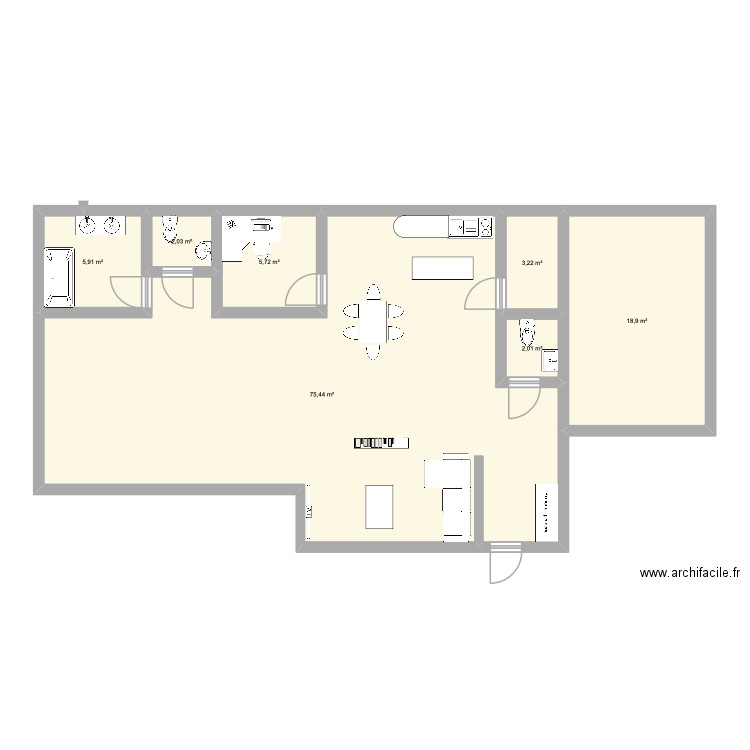 Maison champdolent 2. Plan de 7 pièces et 113 m2