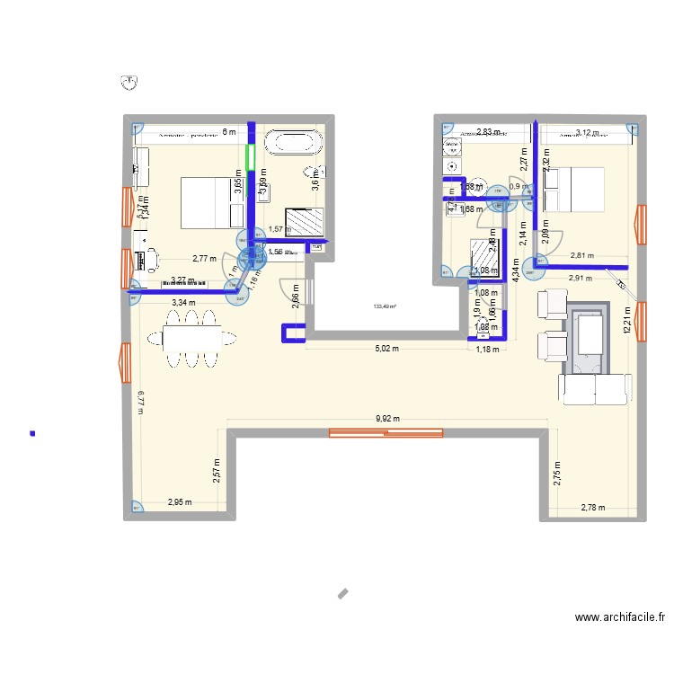 appt mouguerre. Plan de 1 pièce et 133 m2