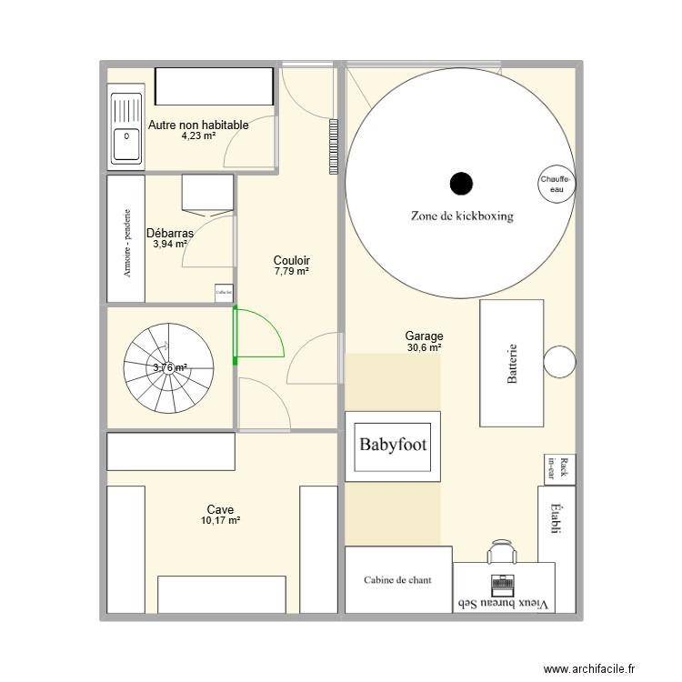 Maison Cognin RDC. Plan de 4 pièces et 61 m2