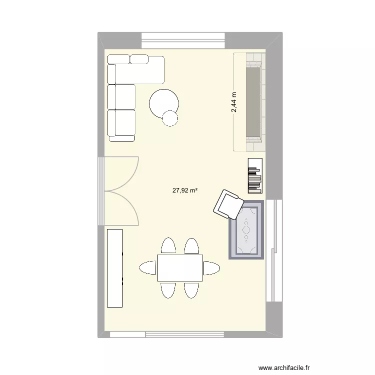 S&eacute;jour. Plan de 1  et 28 m²