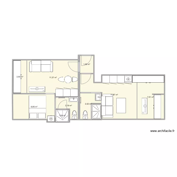 joffre projet 3. Plan de 9  et 48 m²