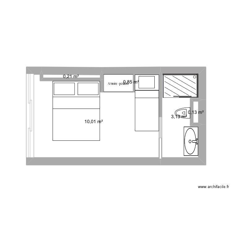 Chambre Garage RDJ. Plan de 5 pièces et 14 m2