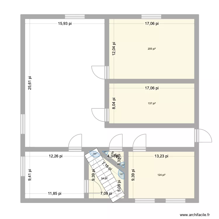 Sous-sol. Plan de 5 Pièces et 49 m²