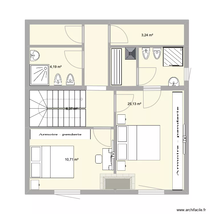 2etaj. Plan de 5  et 50 m²