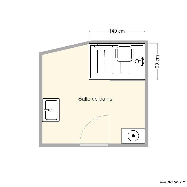 plan après travaux LEON. Plan de 1 pièce et 6 m2