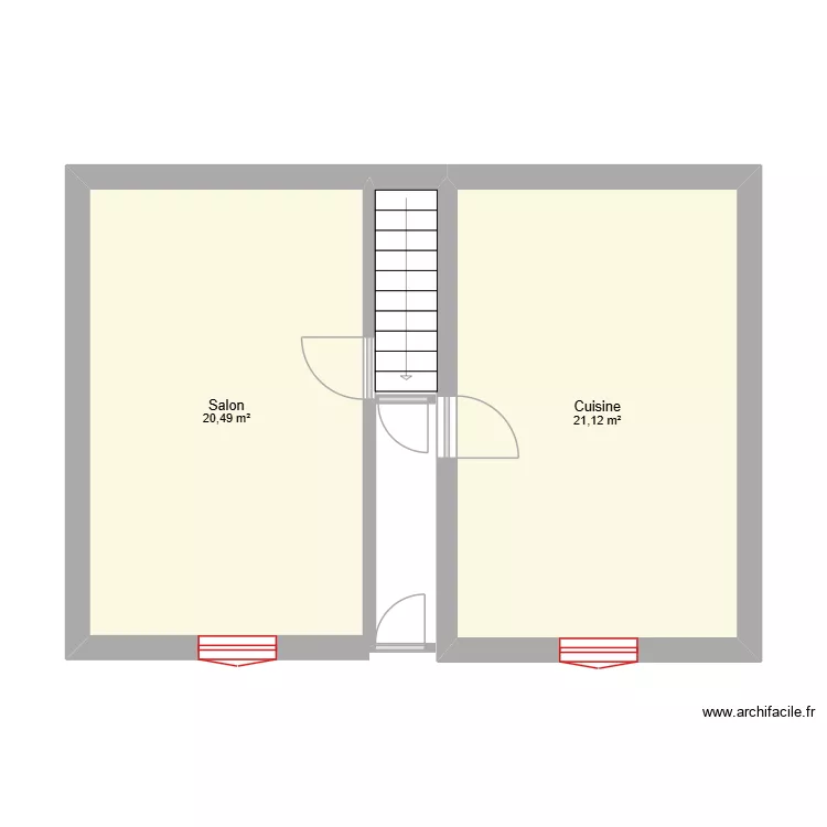 Maison RDC. Plan de 2  et 42 m²