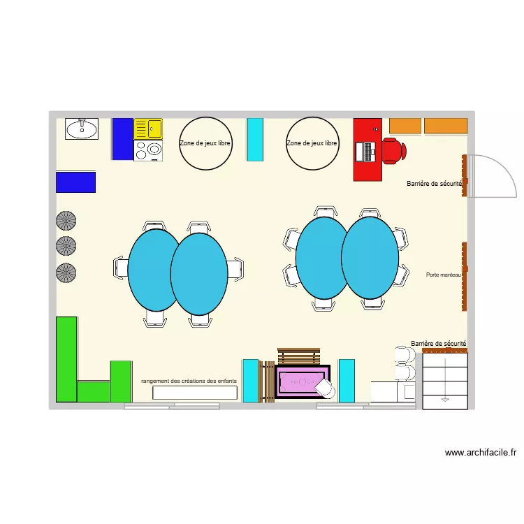 ecole sourd. Plan de 1  et 42 m²