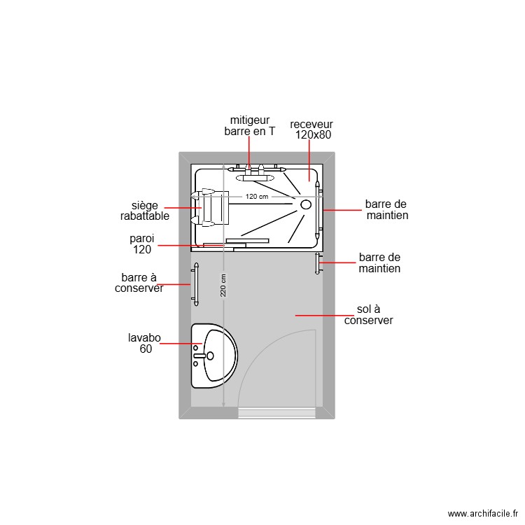 foraste. Plan de 1 pièce et 3 m2