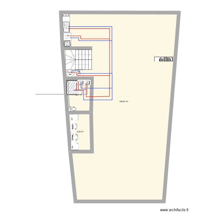 maison cornebarieux. Plan de 3 pièces et 118 m2