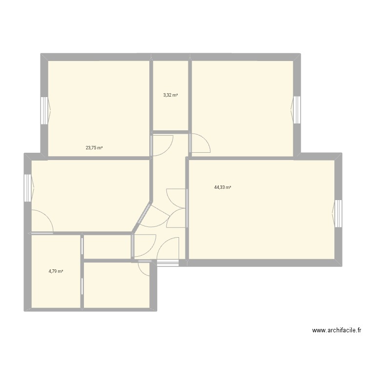 Cabinet. Plan de 4 pièces et 76 m2