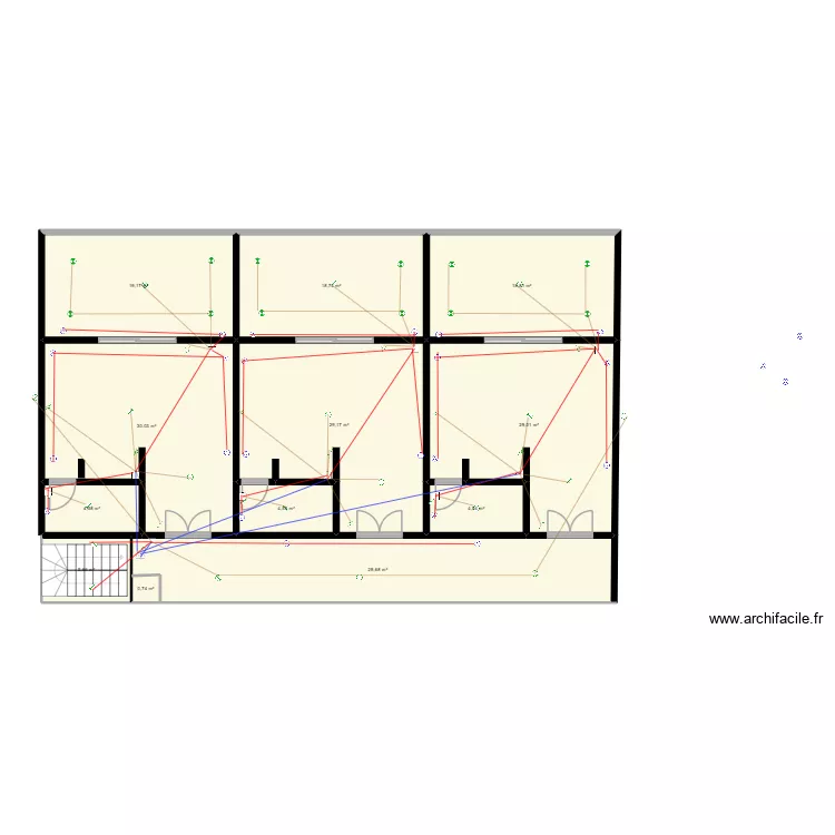 R-1 maison studio unifilaire. Plan de 