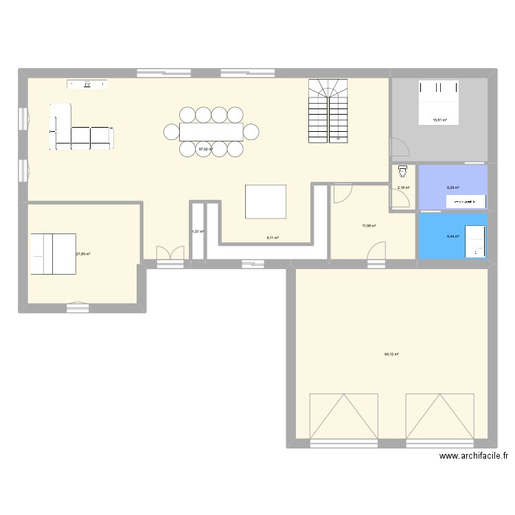 crcr. Plan de 10 pièces et 232 m2