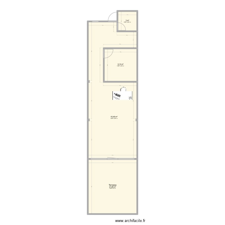 rawai local. Plan de 4 pièces et 77 m2