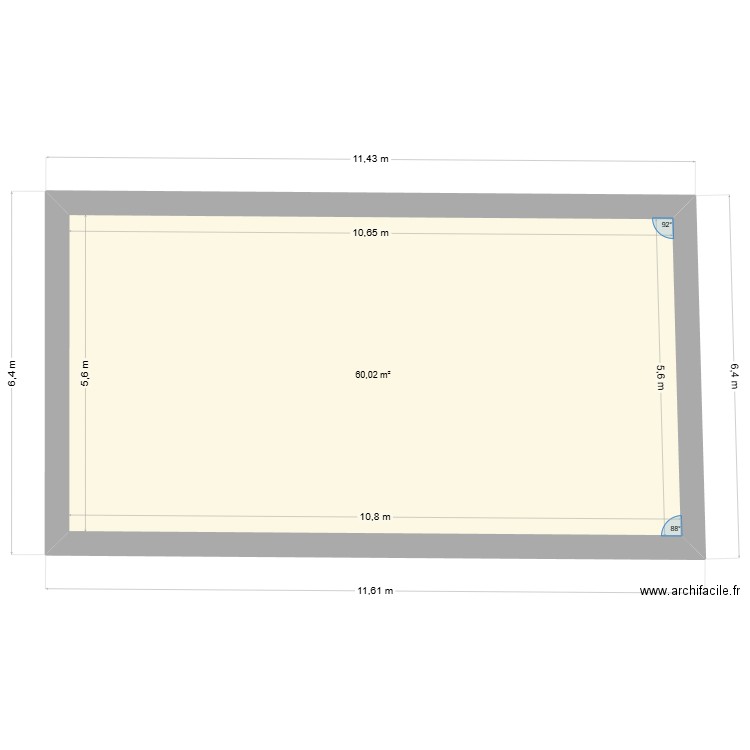 pouillac 2 partie 1. Plan de 1 pièce et 60 m2