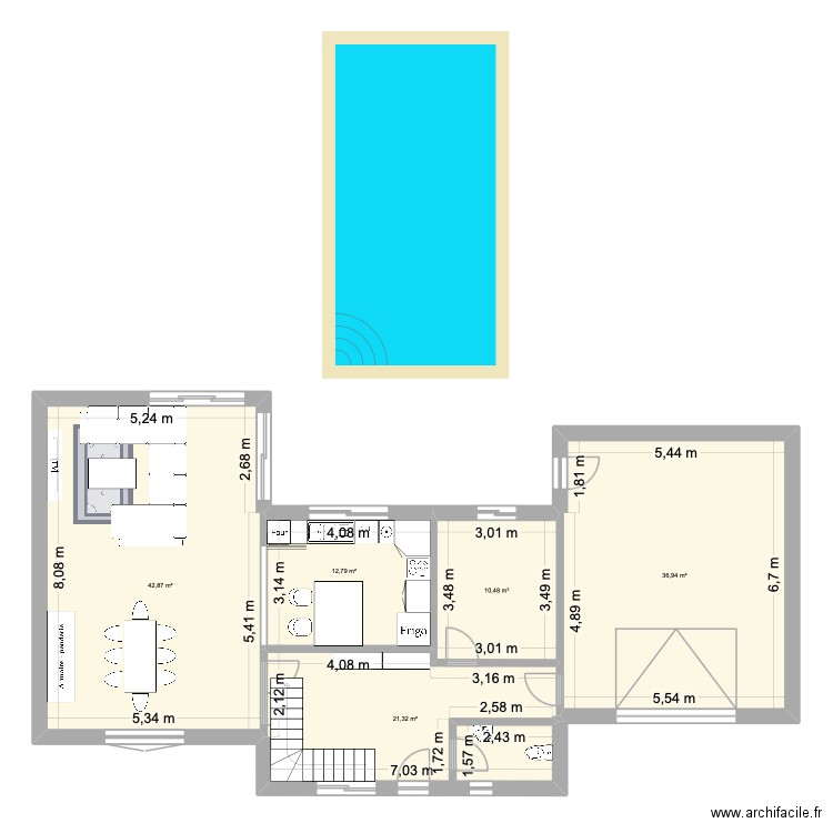 projet dessin. Plan de 5 pièces et 124 m2