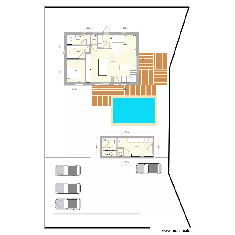 28-10 au fond + studio devant. Plan de 