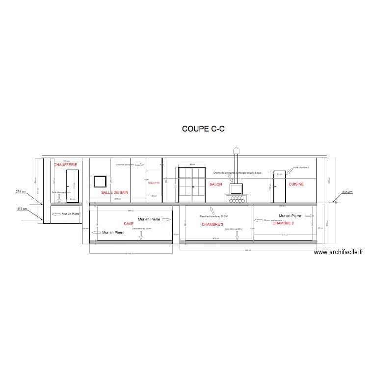 coupe FF. Plan de 0 pièce et 0 m2