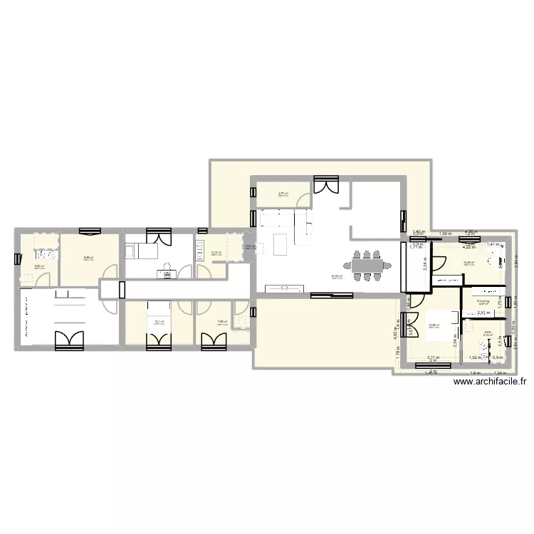 extension 2. Plan de 12  et 141 m²