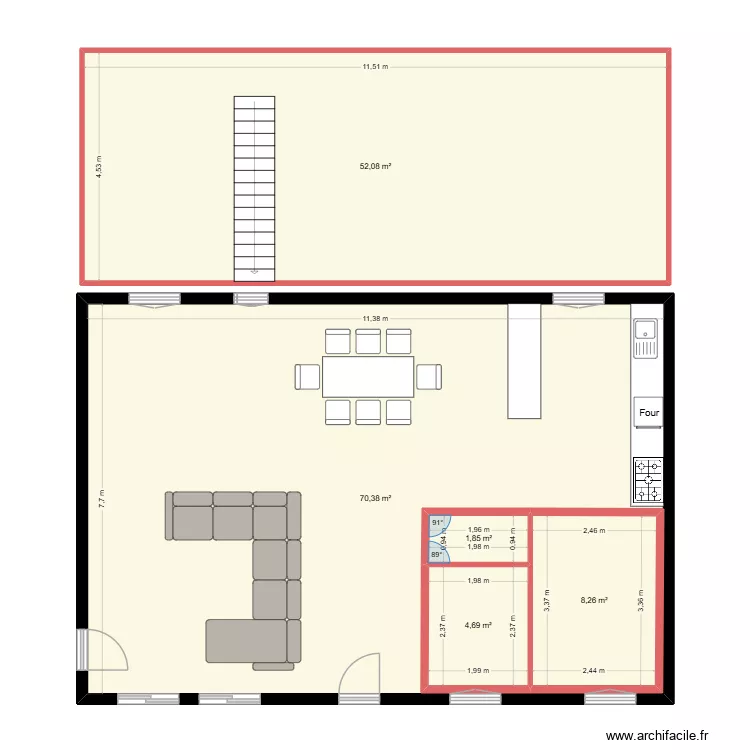 maison manoir sous sol. Plan de 5  et 155 m²