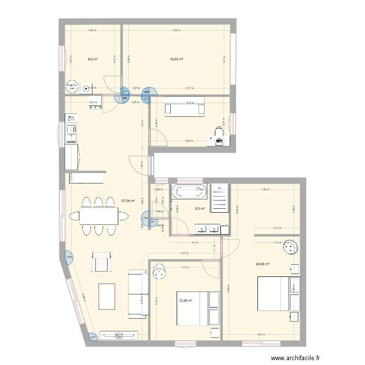 Adrian's project N°1. Plan de 6 pièces et 127 m2