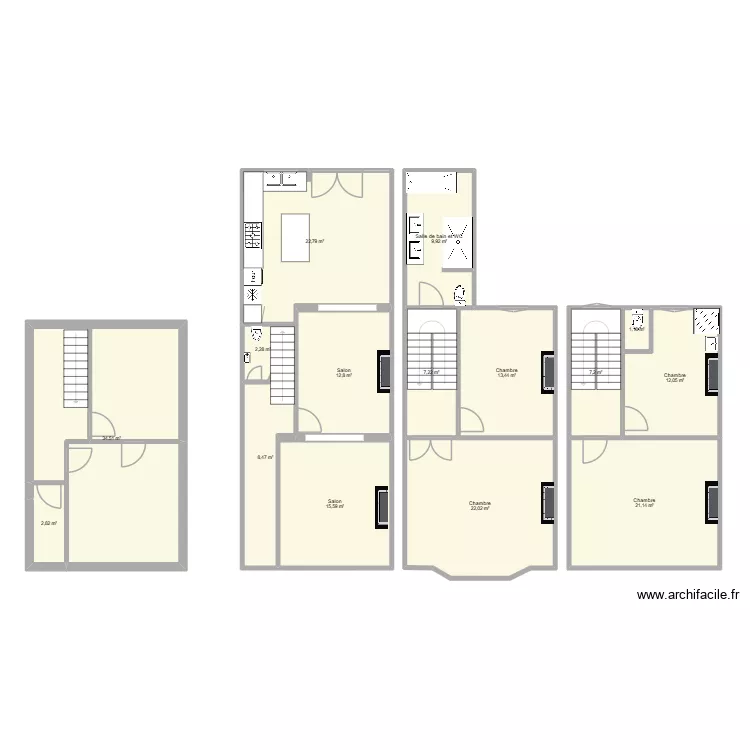 Bossu 16 v1. Plan de 15 pièces et 193 m²