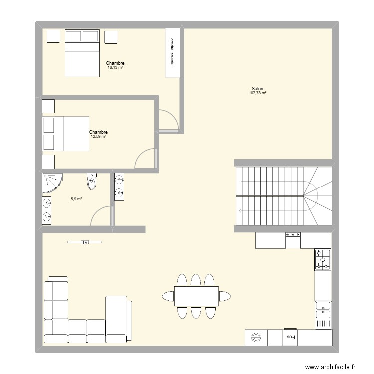 maison 2. Plan de 4 pièces et 142 m2