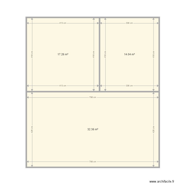 Plan Soleil 1. Plan de 3 pièces et 64 m2