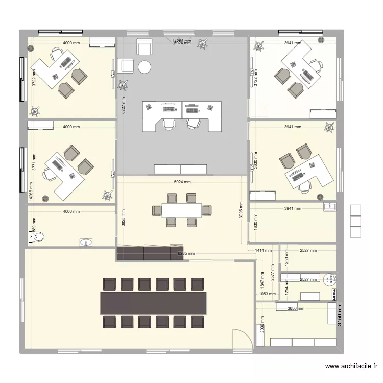 BUREAUX COURLAOUX MEUBLE. Plan de 12 Pièces et 353 m²